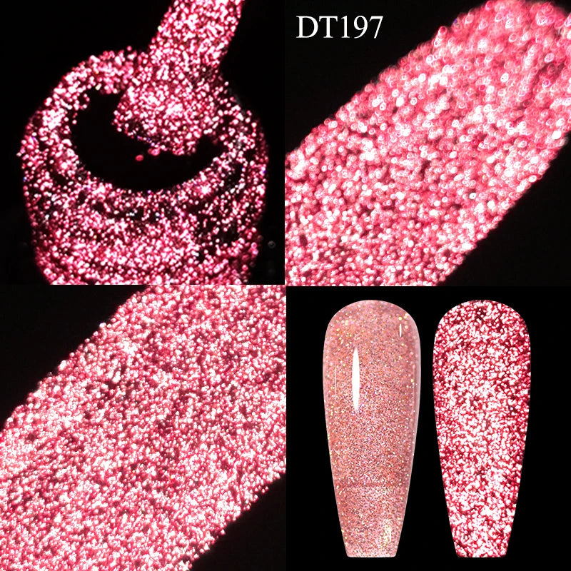 MEET ACROSS 7ml Red Metallic Color Gel Nail Polish Red Gold Silver Semi permanent Soak Off UV Gel Varnish Nail Art For Manicure