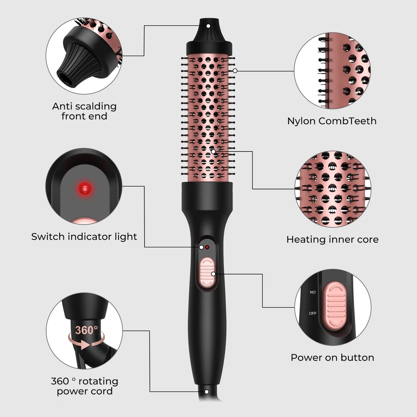 3 In 1Hair Curler Straightener Professional Curling Iron Heated Ionic 38/32mm Hair Styling Brush Anti-Scald Thermal Brush Curl