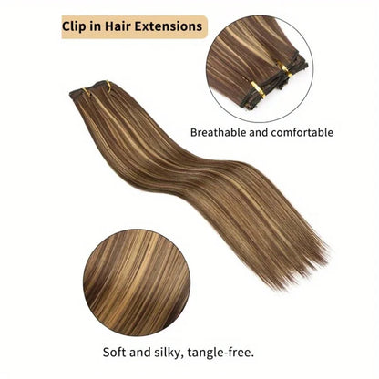 16pcs Clip In Long Straight Hair Extensions Synthetic Fiber Straight Hairpiece For Women Girls Hair Clips Hair Accessories