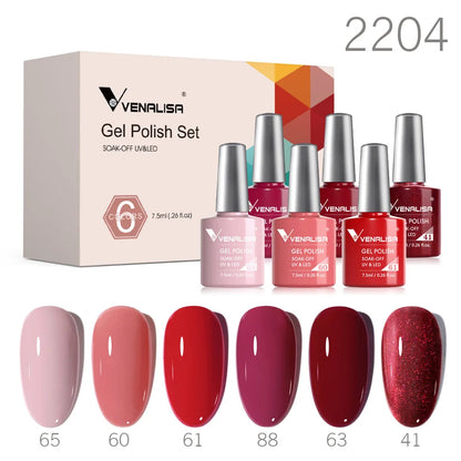 Venalisa Color Nail Gel Polish Kit  Jelly Pink Semi-transparent HEMA FREE Self Leveling Nude Natural Pink Nail Manicure Set