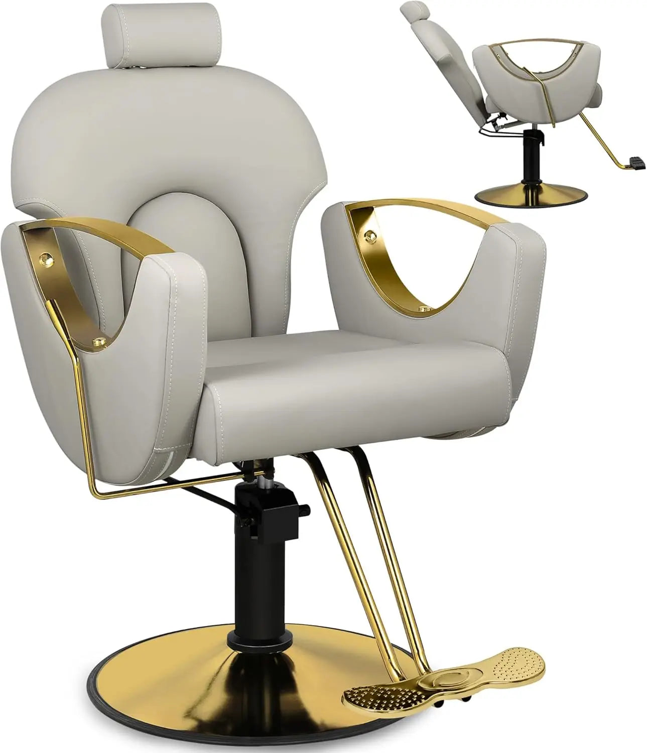 Barber Chair Salon Chair, 360° Swivel Reclining Adjustable Headrest Hydraulic Hair Armchair for Hairdressers