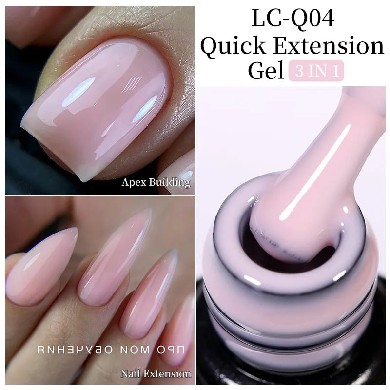 LILYCUTE 7ML Pink Glitter Quick Extension Gel Nail Polish Pink Gold Foils Effect Vernis Semi Permanent UV Gel Nail Art Hard Gel