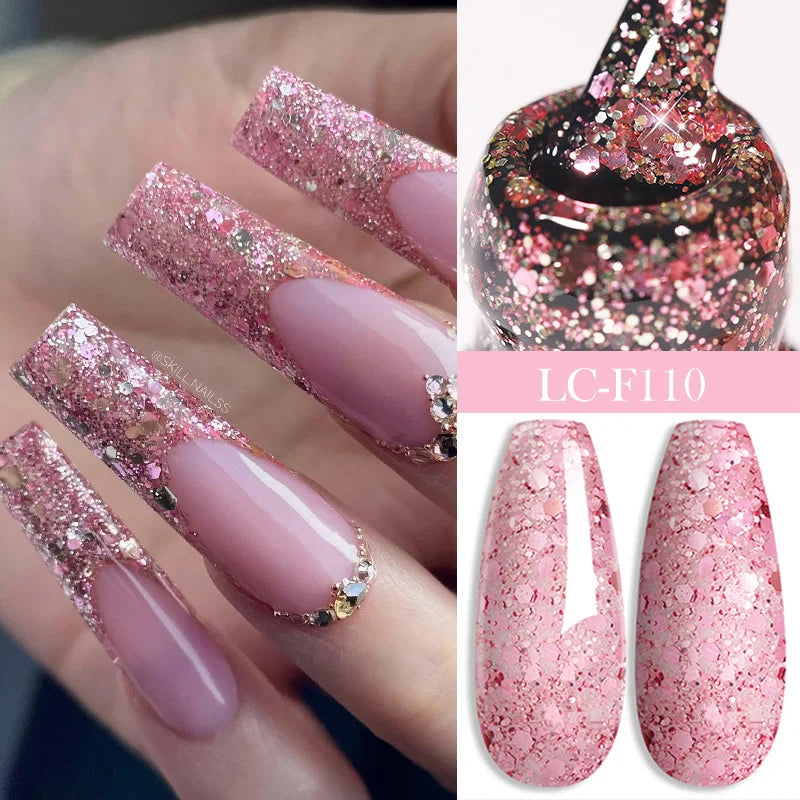 LILYCUTE 7ML Reflective Glitter Gel Nail Polish Bright Sparkling Silver Color Semi-permanent Soak Off Nail Art UV Gel Varnishes