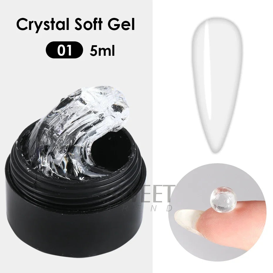 5ml Crystal Soft Solid Extension Nail Gel Clear Nude Pink Acrylic Carving Flower Jelly Shaping DIY Model Manicure Varnish Tools