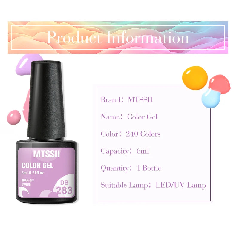 Mtssii 240 Colors Nail Gel Polish Nail Supplies 6ml Vernis Semi Permanent Nail Art Manicure Soak Off LED UV Gel Nail Varnishes