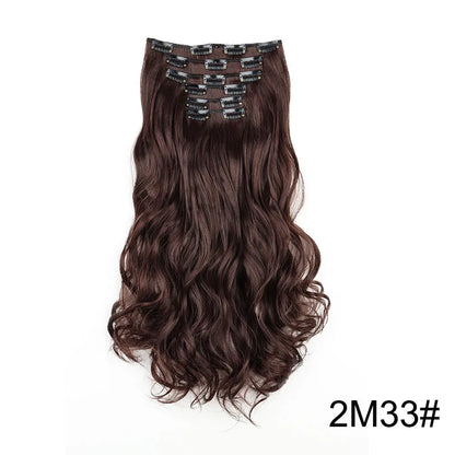 24Inch 16 Clips in Hair Extensions Long Straight Hairstyle Synthetic Blonde Black Hairpieces Heat Resistant False Hair Daily Use