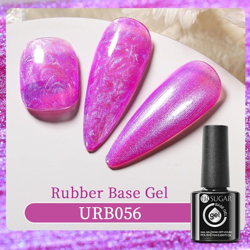 UR SUGAR 7ml Crystal Nude Rubber Base Gel Milky White Pink Gold Glitter Semi Permanent Soak Off UV LED Nail Art Construction Gel