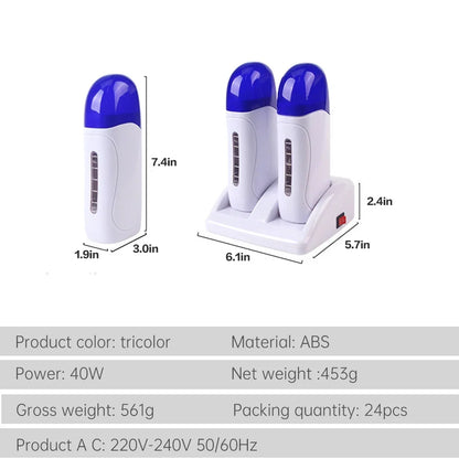 Electric Double Wax Heater Epilator Cartridge Wax Roller Base Roll On Waxing Refillable Hair Removal Machine Depilatory Heater