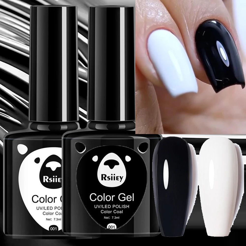 7.3ml Professional Black White Nail Gel Polish Super-Smoth Black&White Gel Nail Polish Semi-Permanent White Black Nail UV Gel