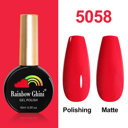 Rainbow Ghini 15ml Glitter Dark Red Gel Nail Polish Semi-Permanent Varnish UV Pale Red Nail Gel Art Supplies for Professionals