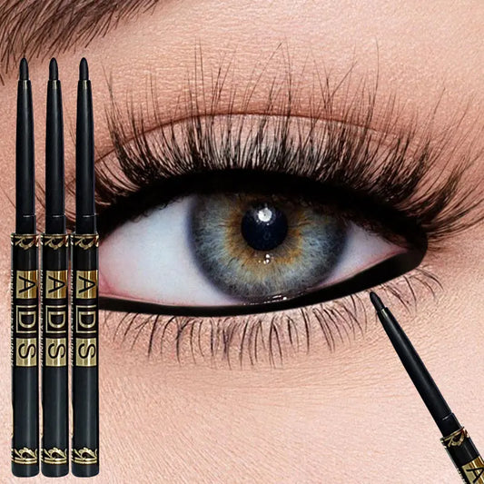 3Pcs Waterproof & Sweat-Proof Black Eyeliner Pencil - Long-LastingSmudge-Proof for Bold Eye Makeup, Easy Glide Formula for Perfe