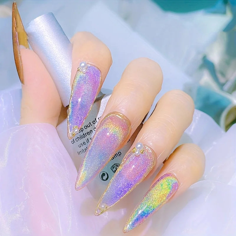 8ml Rainbow Cat Eye Magnetic Gel Nail Polish Colorful Laser Sparkling UV LED Semi Permanent Gel Can Be Use On Any Color Gel