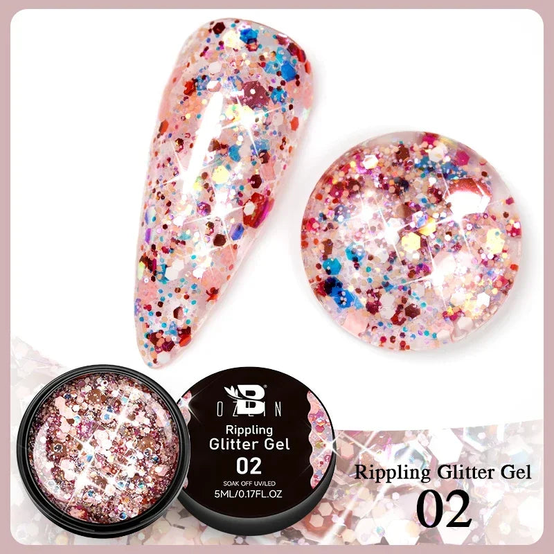 BOZLIN Chameleon Flake Gel Nail Polish Spring Color Sparkling Sequins Soak Off UV Glitter Gel Varnish Nail Art Decoration 5ML