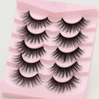 5 Pairs Cat Eye Lashes Faux Mink Eyelashes Winged End Eye Elongated Eyelashes Natural long Manga Lashes Fake Lashes Makeup