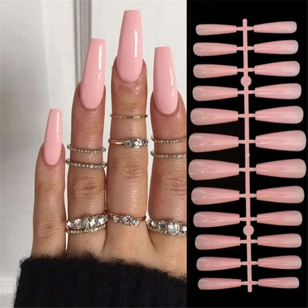 24pcs French False Nails Almond Head Summer Style Glitter Design Fake Nail Patch Full Cover Wearable Women Press on Nail Tips