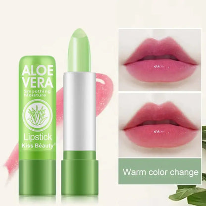 Aloe Vera Color-Changing Lipstick Long-Lasting, Moisturizing, Temperature-Activated Lip Balm, Fade-Resistant Nourishing Lip Care