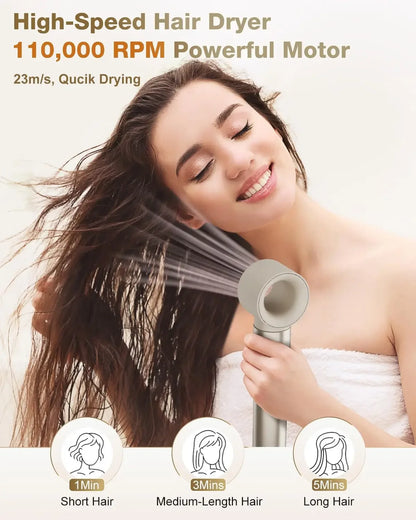 Dryer Brush & 6 in 1 Hair Styler,110,000 RPM High-Speed Negative Ionic Hair Dryer Fast Drying, Multi Hair Styler, Professional B