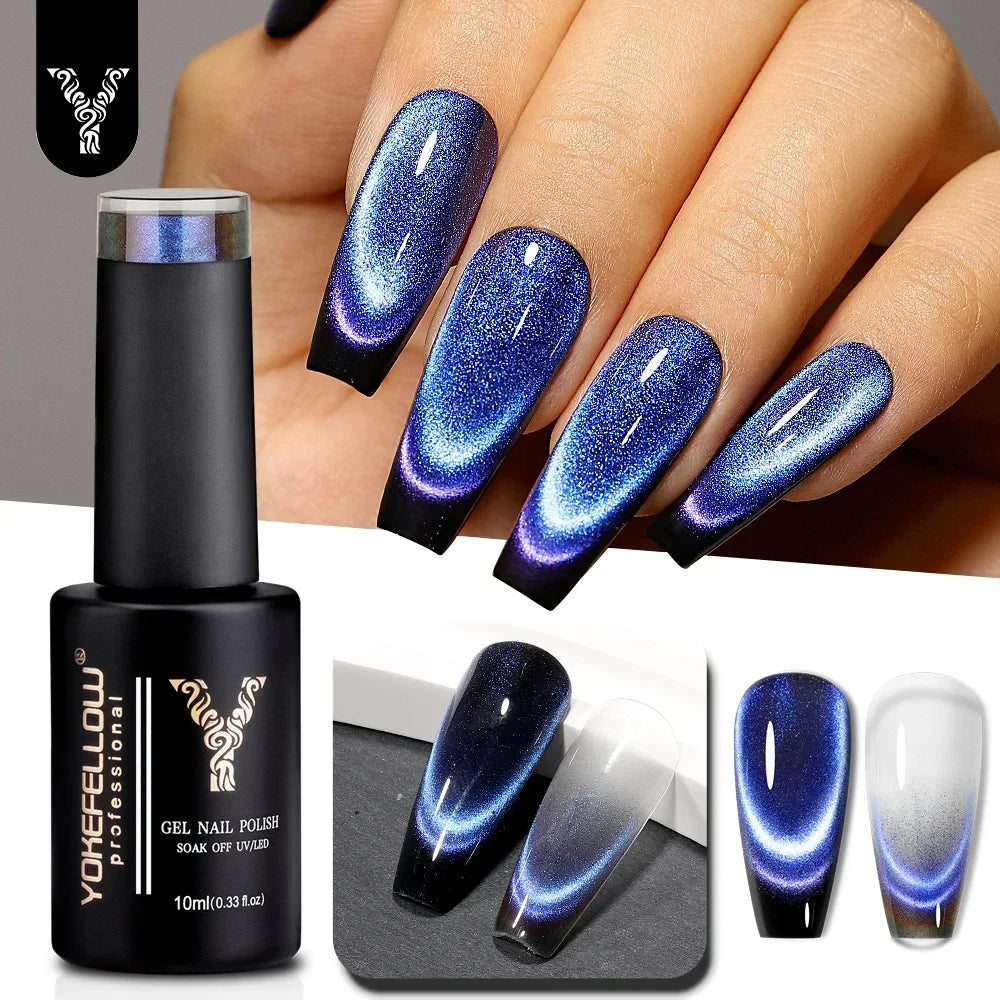 YOKEFELLOW 2024 New Dreamland Cat Eye Gel Nail Polish 10ml Dual Gloss Dreamland Color Soak Off Cat Magnetic UV Gel Varnish DIY