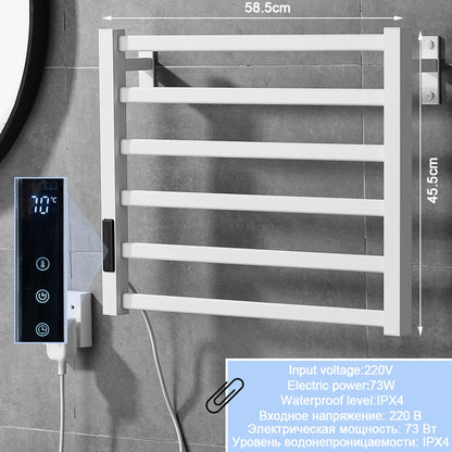 Bathroom Electric Towel Rack Digital Display Temperature Time Control Towel Warmer Rail Smart Home Heated Towel Bar Aluminum