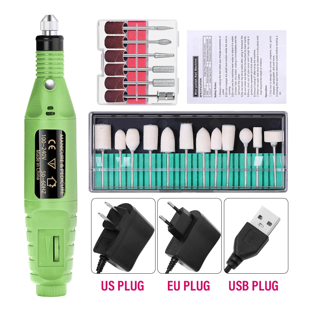 Portable Professional Electric Nail Drill Machine Manicure Tools Pedicure Drill Set Family Nail File Nail Drill Equipment