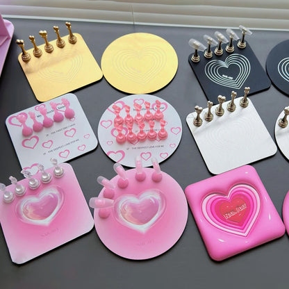 Lootaan Love Nail Holder Set Acrylic Nail Stand for Press On Nail Tips Showing Shelves Stainless Steel Plate Palette Display Kit