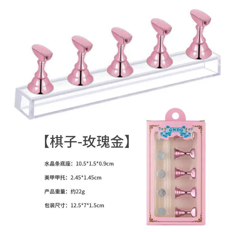 1Set Magnetic Nail Holder Practice Display Stand Nail Polish Acrylic Crystal Showing Shelf Nail Art Tool