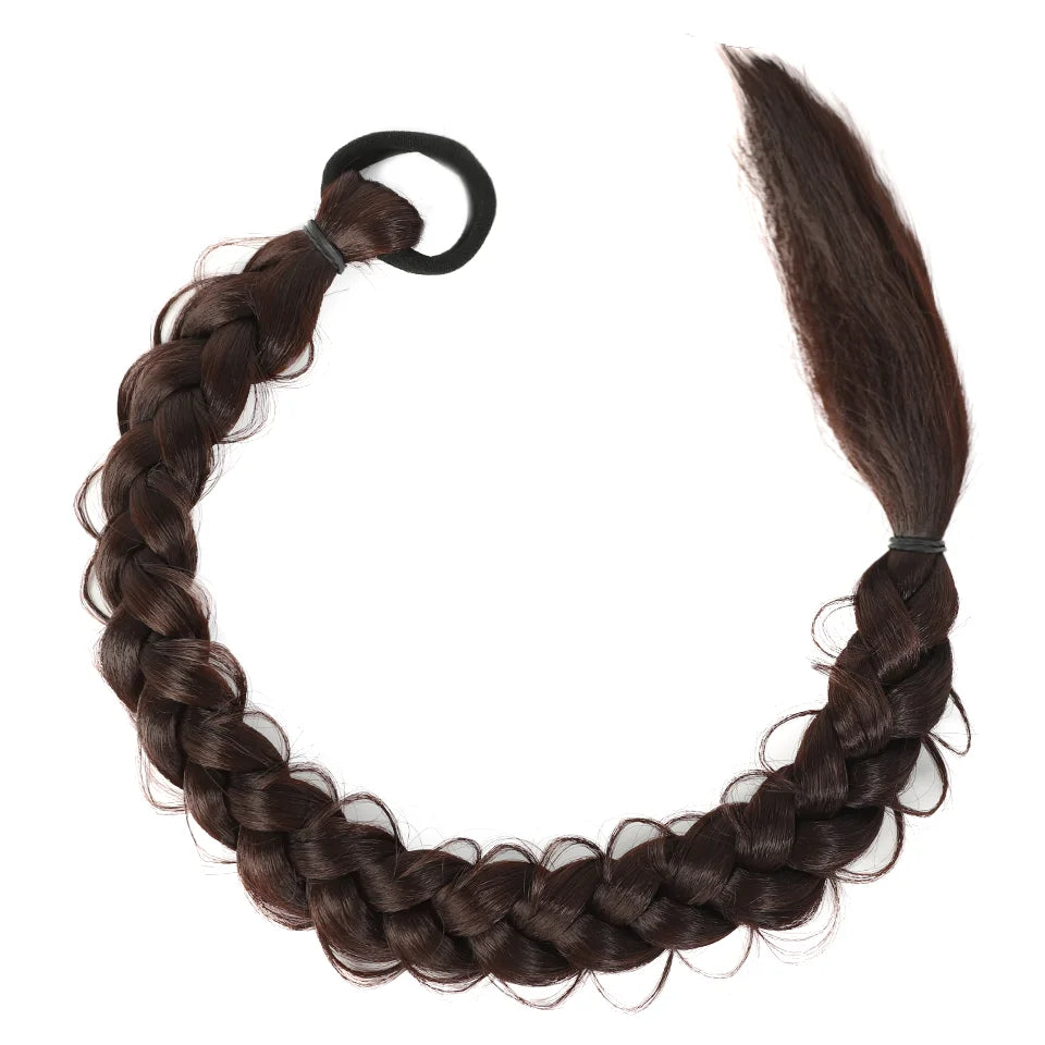 24 Inch Synthetic Long Braided Ponytail Hair Extensions For Women High Temperature Fiber Hair Accessories