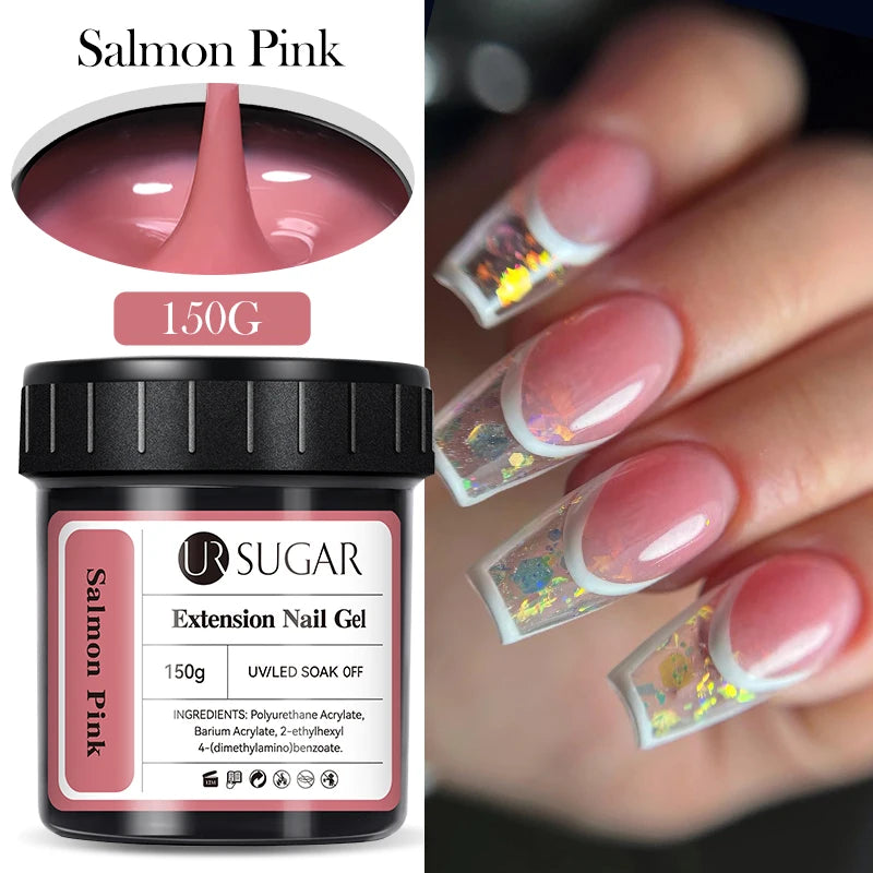 UR SUGAR 150g Quick Extension Gel  Pink Jelly Milky White Camouflage Finger French Hard Gel UV LED Gel Nail Art Design Manicure