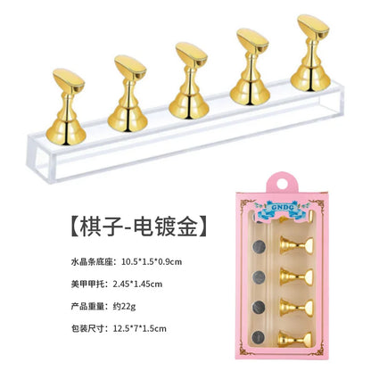 1Set Magnetic Nail Holder Practice Display Stand Nail Polish Acrylic Crystal Showing Shelf Nail Art Tool