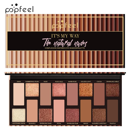 POPFEEL 16 Color Eyeshadow Palette, Makeup Nude Colors Eyeshadow Palette Natural Nude Matte Shimmer Glitter Pigment Eye Shadow