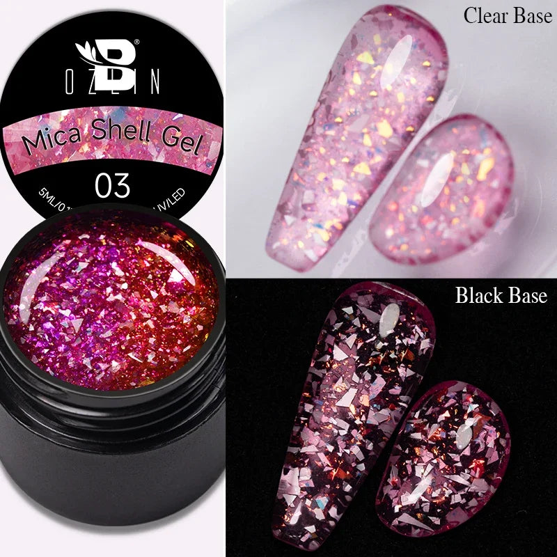 BOZLIN Chameleon Flake Gel Nail Polish Spring Color Sparkling Sequins Soak Off UV Glitter Gel Varnish Nail Art Decoration 5ML