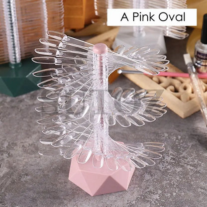 60 Nail Art False Tips Display Stand Spiral Shelf Showing Gel Polish Oval Square Nails Showing Shelf Rack Manicure Practice Tool