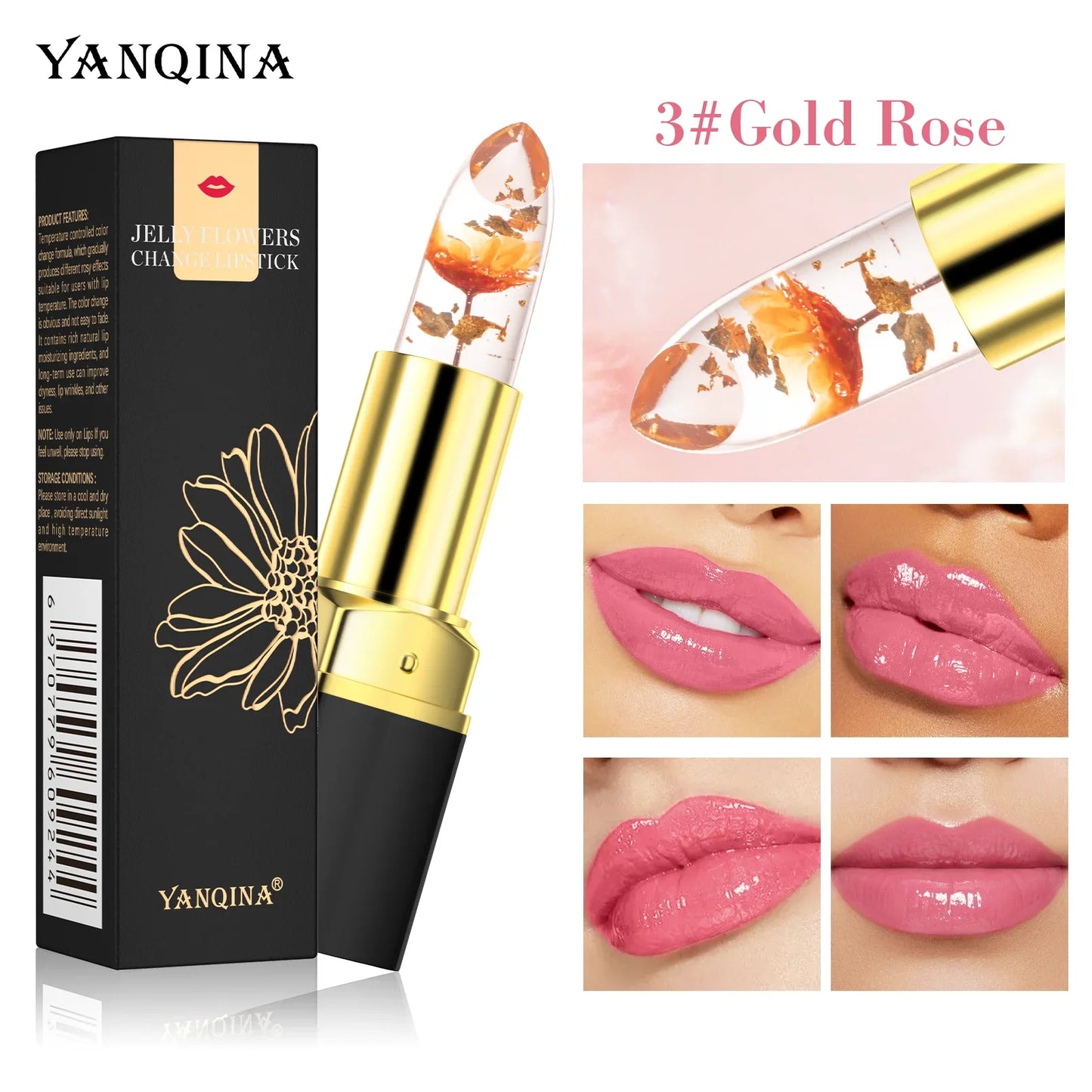 Flower Jelly Lipstick Temperature Change Moisturizer Flower Lip Stick Long Lasting Lip Balm Magic Color Change Lipstick Makeup