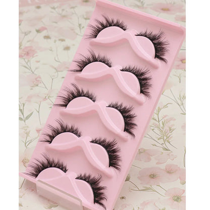 5 Pairs Cat Eye Lashes Faux Mink Eyelashes Winged End Eye Elongated Eyelashes Natural long Manga Lashes Fake Lashes Makeup