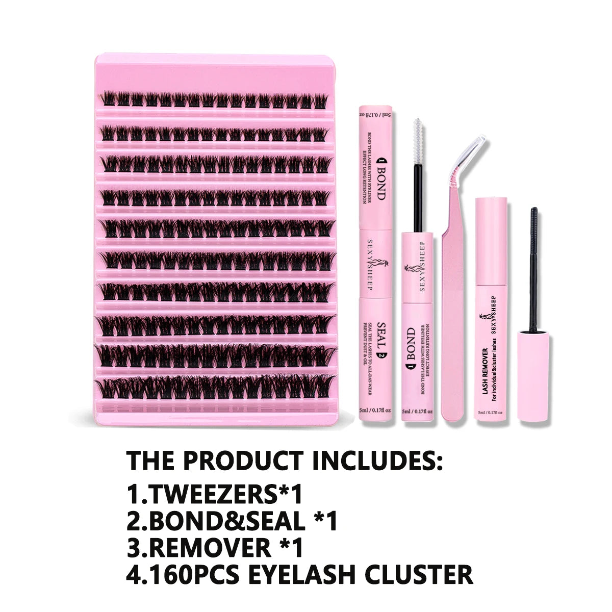 DIY Eyelash Extension Kit 200pcs Individual Lashes Cluster D Curl, 8-16mm Mix Lash Clusters with Lash Tweezers