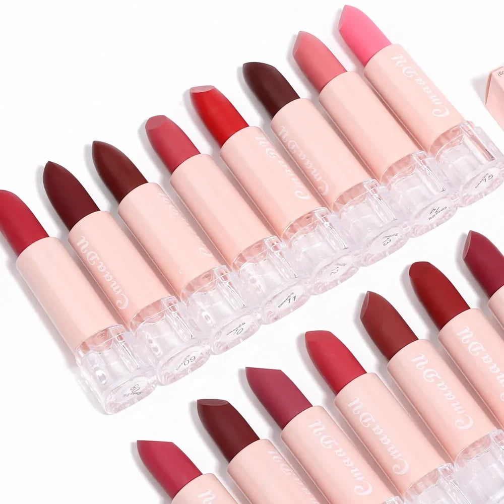 1PC Matte Nude Lipstick Waterproof Long Lasting Non-stick Cup Sexy Red Pink Velvet Lipsticks Women Makeup Cosmetic 15 Colors