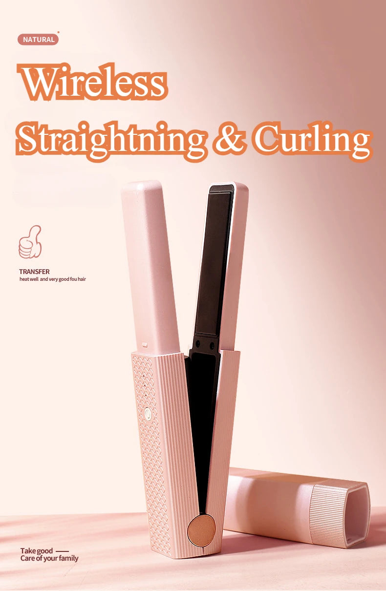 Hair Straightener, Curling Iron Splint, Portable Straight Curling Dual-purpose Curling Hair Artifact, No Hair Damage