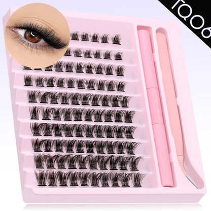 GROINNEYA Eyelash Clusters Kit DIY Lash Extension Kit Lash Bond And Seal And Eyelash Tweezers With Waterproof Strong Hold