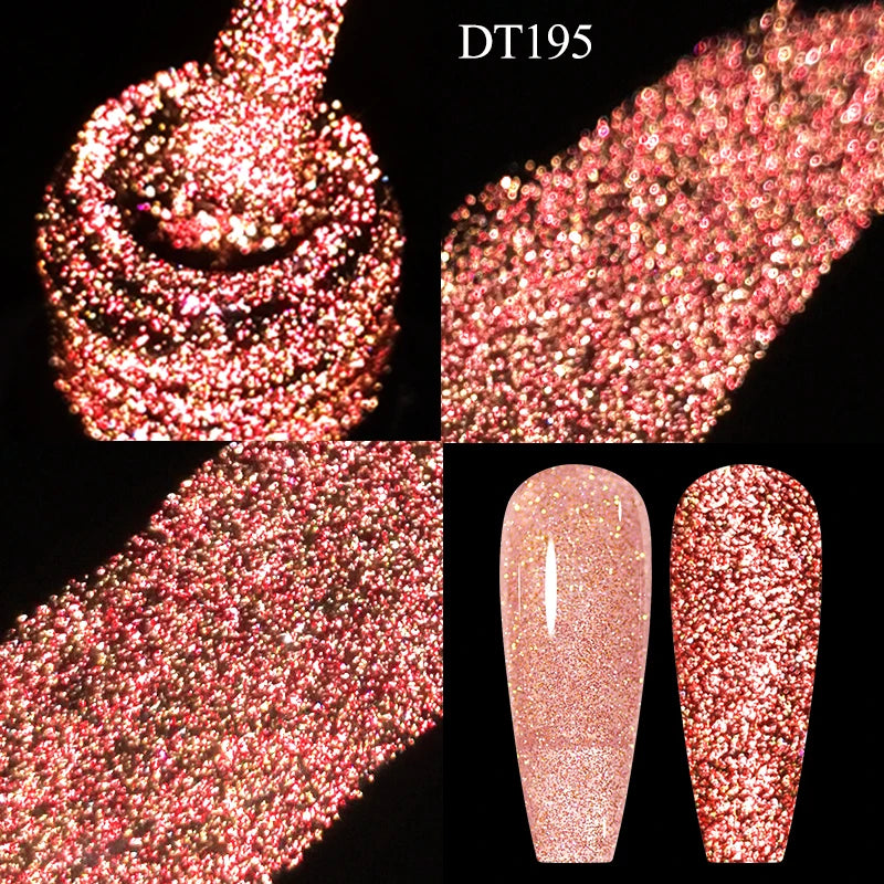 MEET ACROSS 7ml Red Metallic Color Gel Nail Polish Red Gold Silver Semi permanent Soak Off UV Gel Varnish Nail Art For Manicure