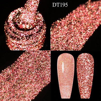 MEET ACROSS 7ml Red Metallic Color Gel Nail Polish Red Gold Silver Semi permanent Soak Off UV Gel Varnish Nail Art For Manicure