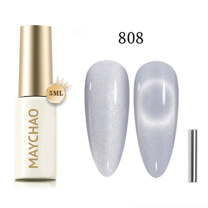 MAYCHAO 5ml Cat Eye Magnetic Gel Nail Polish Shiny Glitter Gel Lacquer Semi Permanent Soak Off UV LED Varnish Manicure Nail Art