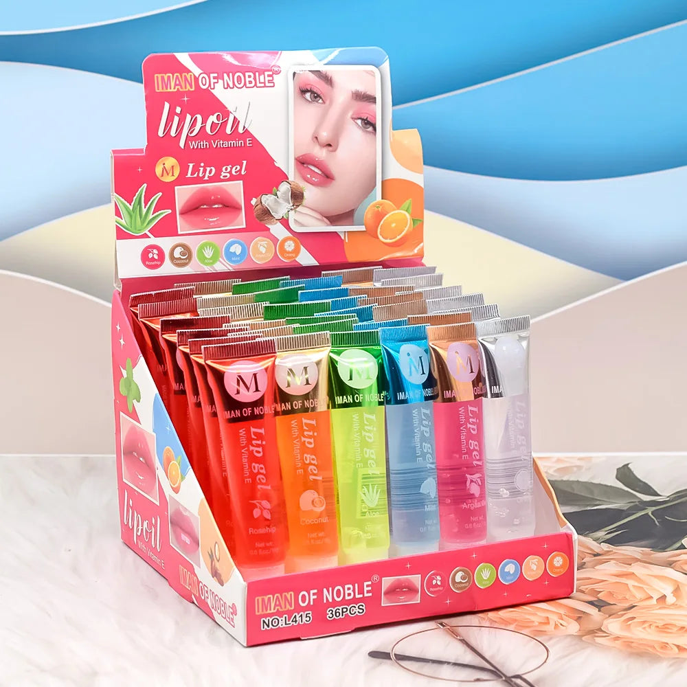 6Pcs Fruity Flavor Watery Glossy Lip Gloss Set Clear Lip Gel Hydrating Moisturizing Lip Gloss Women Lips Makeup Wholesale