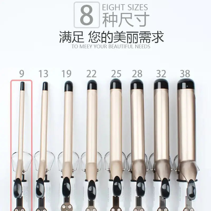 Temperature Setting Electric Hair Curler Long Curling Tong Wand 9-38mm Professional Hair Curling Iron LCD Screen