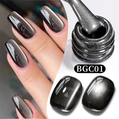 BORN PRETTY 10ml Black Glass Cat Magnetic Gel Nail Polish Punk Style Nail Art Manicure Varnis Semi Permanent Gel for Winter Nail