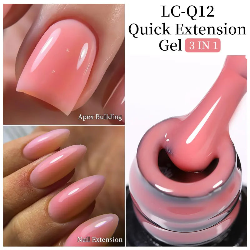 LILYCUTE 7ML Pink Glitter Quick Extension Gel Nail Polish Pink Gold Foils Effect Vernis Semi Permanent UV Gel Nail Art Hard Gel