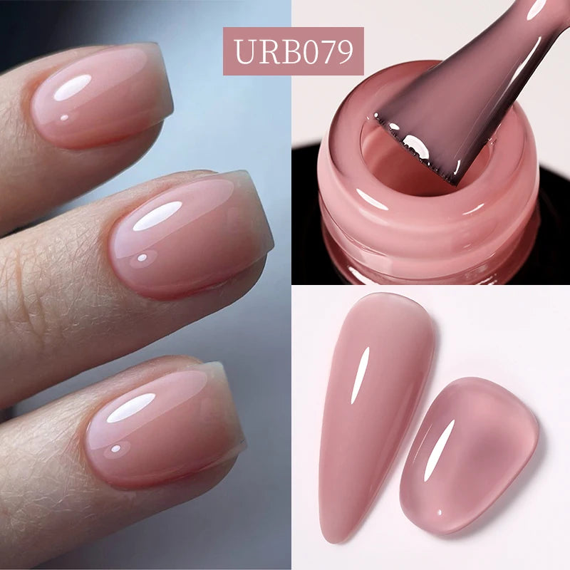 UR SUGAR 7ml Crystal Nude Rubber Base Gel Milky White Pink Gold Glitter Semi Permanent Soak Off UV LED Nail Art Construction Gel