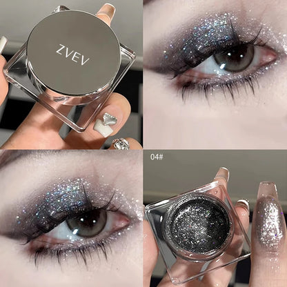 Glitter Punk Smoky Black Eyeshadow Gel Makeup Palette Metallic Dark Silver Wet Eyes Shadow Highlighter Pearl Pigments Cosmetics