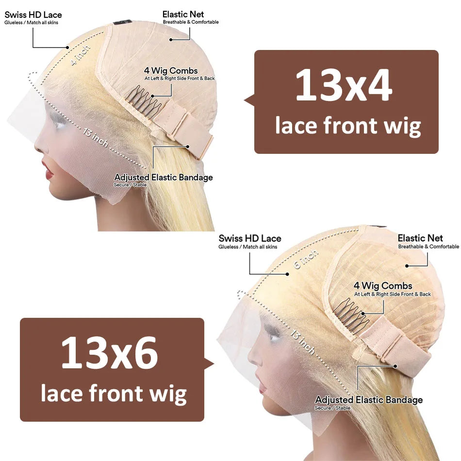 Wiggogo Blonde Lace Front Wig 613 Hd Lace Frontal Wig 13X6 Curly Lace Front Human Hair Wig 13X4 Deep Wave Frontal Wigs For Women