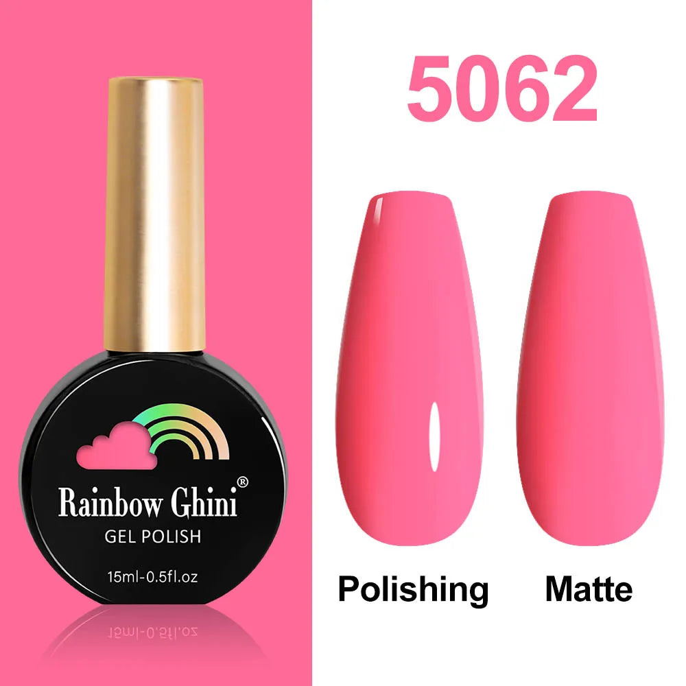 Rainbow Ghini 15ml Glitter Dark Red Gel Nail Polish Semi-Permanent Varnish UV Pale Red Nail Gel Art Supplies for Professionals