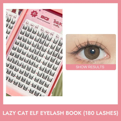 BQI lazy cat series elf large capacity eyelash book natural long curled thin stem segmented false eyelashes